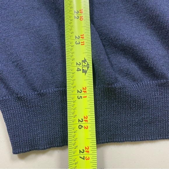 100% Merino Wool V-Neck Men's Navy Sweater Size XXL Byford London Very Good - Picture 7 of 11